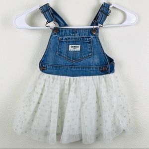 OshKosh girls denim & tulle overalls size 24m